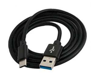 SYSTEM-S USB 3.1 Kabel 1 m Typ C Stecker zu 3.0 Typ A Stecker Adapter geflochten Schwarz