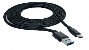 SYSTEM-S USB 3.1 Kabel 2 m Typ C Stecker zu 3.0 Typ A Stecker Adapter geflochten Schwarz