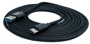 SYSTEM-S USB 3.1 Kabel 3 m Typ C Stecker zu 3.0 Typ A Stecker Adapter geflochten Schwarz