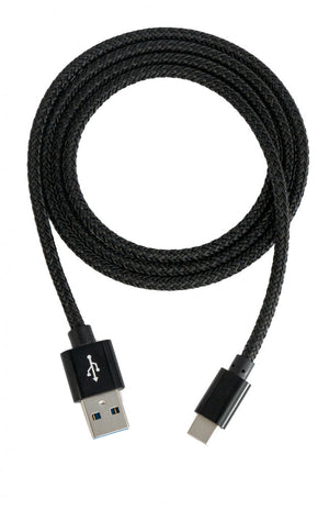 SYSTEM-S USB 3.1 Kabel 1 m Typ C Stecker zu 3.0 Typ A Stecker Adapter geflochten Schwarz