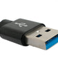 SYSTEM-S USB 3.1 Kabel 1 m Typ C Stecker zu 3.0 Typ A Stecker geflochten Schwarz