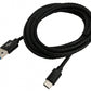 SYSTEM-S USB 3.1 Kabel 2 m Typ C Stecker zu 3.0 Typ A Stecker geflochten Schwarz