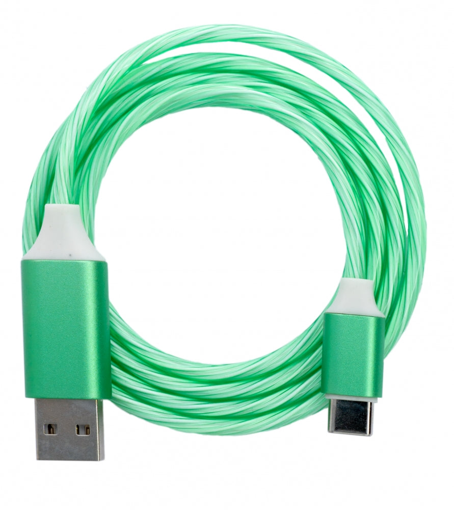 SYSTEM-S USB 3.1 leuchtendes Kabel 1 m Typ C Stecker zu 2.0 A Stecker Adapter in Grün