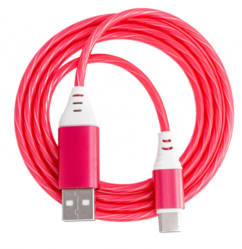 Cable luminoso SYSTEM-S USB 3.1 1 m Adaptador tipo C macho a 2.0 A macho en color rojo