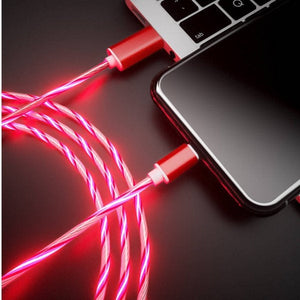 Câble lumineux SYSTEM-S USB 3.1 1 m Adaptateur Type C mâle vers 2,0 A mâle en rouge