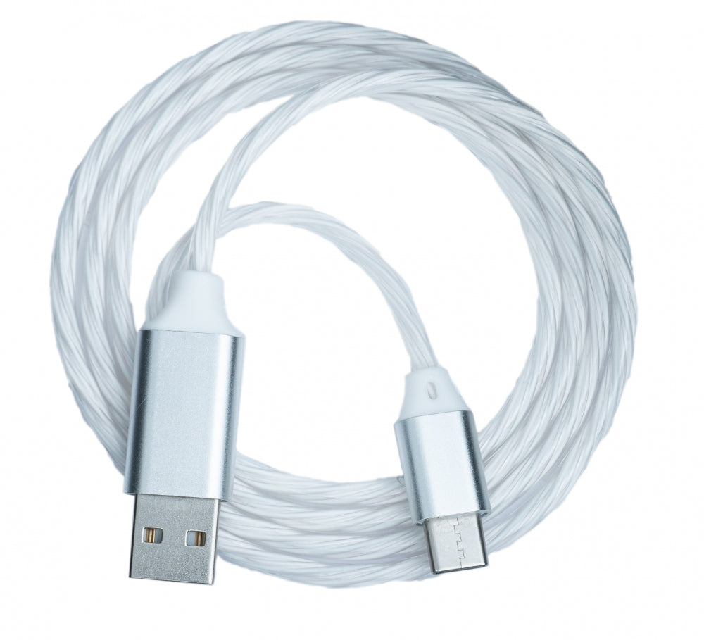 SYSTEM-S USB 3.1 leuchtendes Kabel 1 m Typ C Stecker zu 2.0 A Stecker Adapter in Bunt