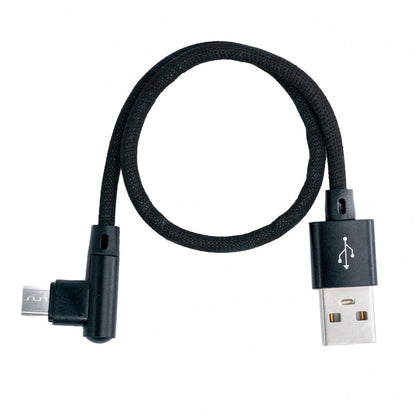 SYSTEM-S USB 2.0 Kabel 25cm Micro B Stecker zu 2.0 A Stecker Winkel geflochten in Schwarz