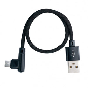 Câble SYSTEM-S USB 2.0 25cm Micro B mâle vers 2.0 A mâle angle tressé en noir