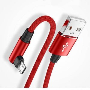 Câble SYSTEM-S USB 2.0 25 cm Micro B mâle vers 2.0 A mâle angle tressé rouge