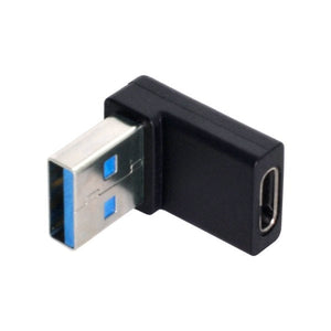 SYSTEM-S USB 3.1 Adapter Type C Female to 3.0 Type A Male Cable Angle Black