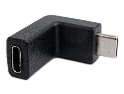 Adaptador USB 3.1 tipo C cable angular macho a hembra en color negro