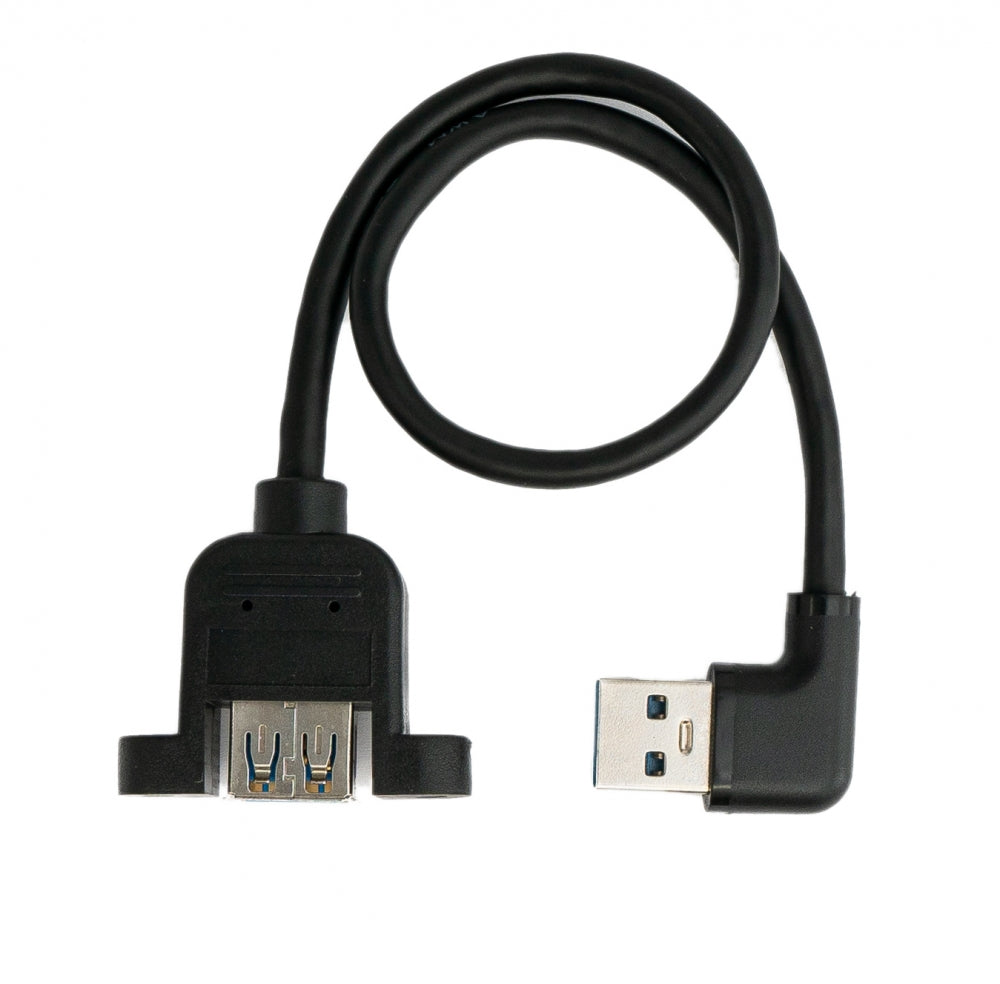 SYSTEM-S USB 3.0 cable 30 cm type A female to male adapter screw angle black