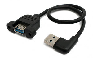 Câble USB 3.0 30 cm Type A Adaptateur Femelle vers Mâle Angle de Vis Noir