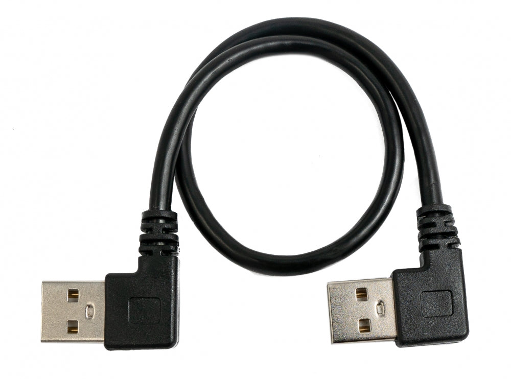 Cable USB 2.0 30 cm tipo A macho a macho acodado en color negro