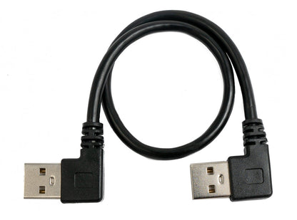 SYSTEM-S USB 2.0 Kabel 30 cm Typ A Stecker zu Stecker Winkel in Schwarz