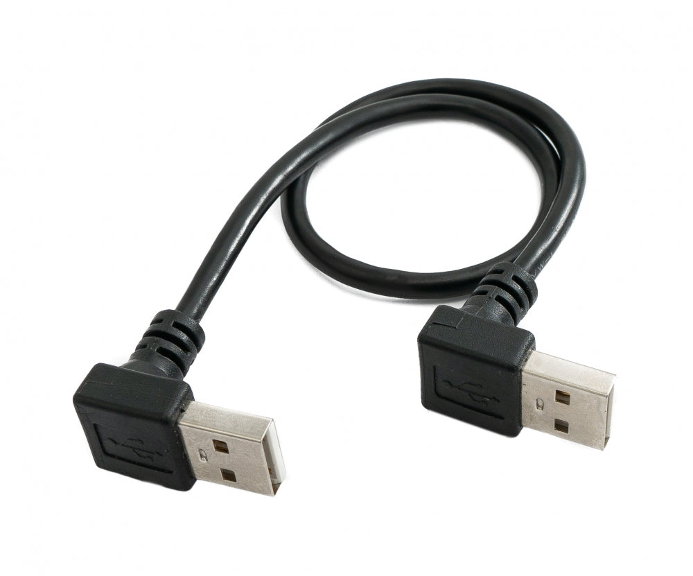 Cable USB 2.0 30 cm tipo A macho a macho acodado en color negro