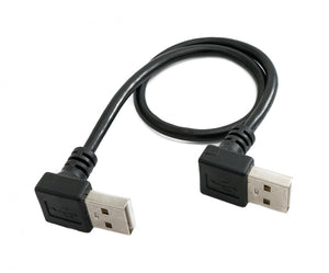 Câble USB 2.0 30 cm type A mâle vers mâle angle en noir