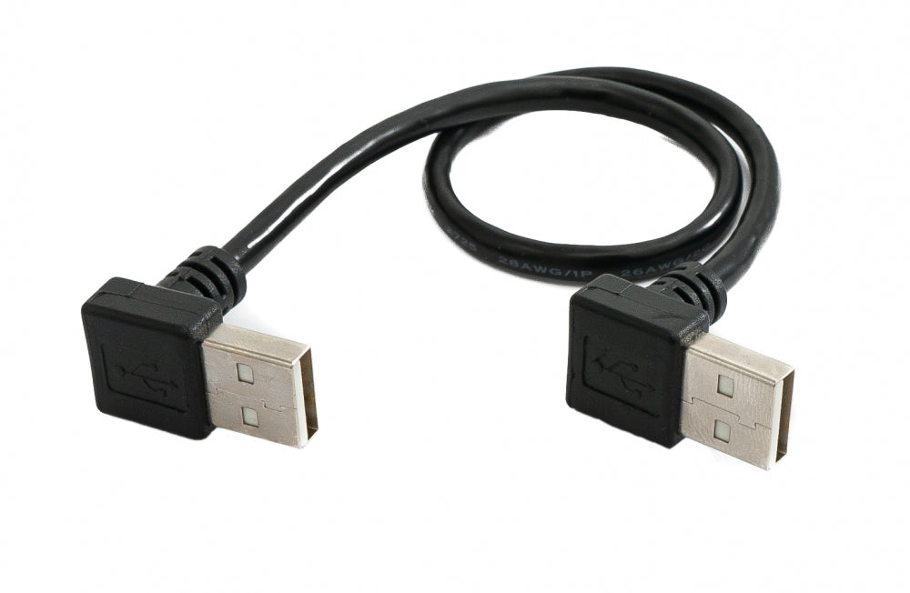 Cable USB 2.0 30 cm tipo A macho a macho acodado en color negro