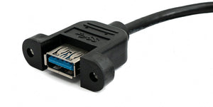 Cable USB 3.0 30cm Tipo A Adaptador Hembra a Macho Ángulo de Tornillo Negro