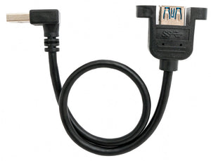 SYSTEM-S USB 3.0 Kabel 30 cm Typ A Buchse zu Stecker Adapter Schraube Winkel Schwarz
