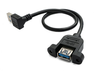 SYSTEM-S USB 3.0 Kabel 30 cm Typ A Buchse zu Stecker Adapter Schraube Winkel Schwarz