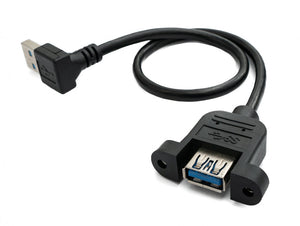 Câble USB 3.0 30 cm Type A Adaptateur Femelle vers Mâle Angle de Vis Noir