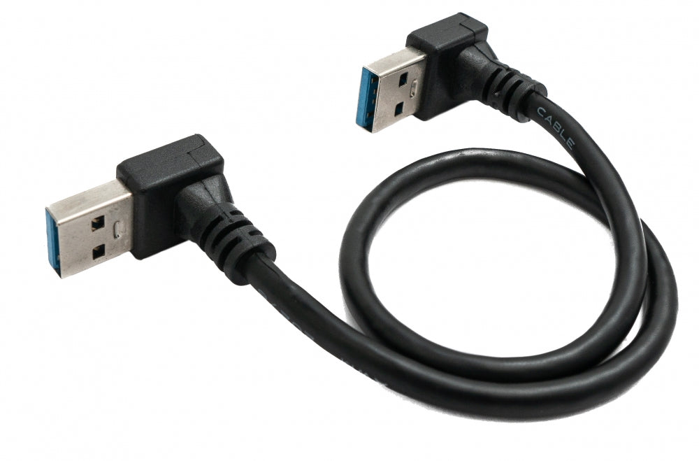 Cable USB 3.0 30 cm tipo A macho a macho acodado en color negro