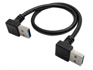 Cable USB 3.0 30 cm tipo A macho a macho acodado en color negro