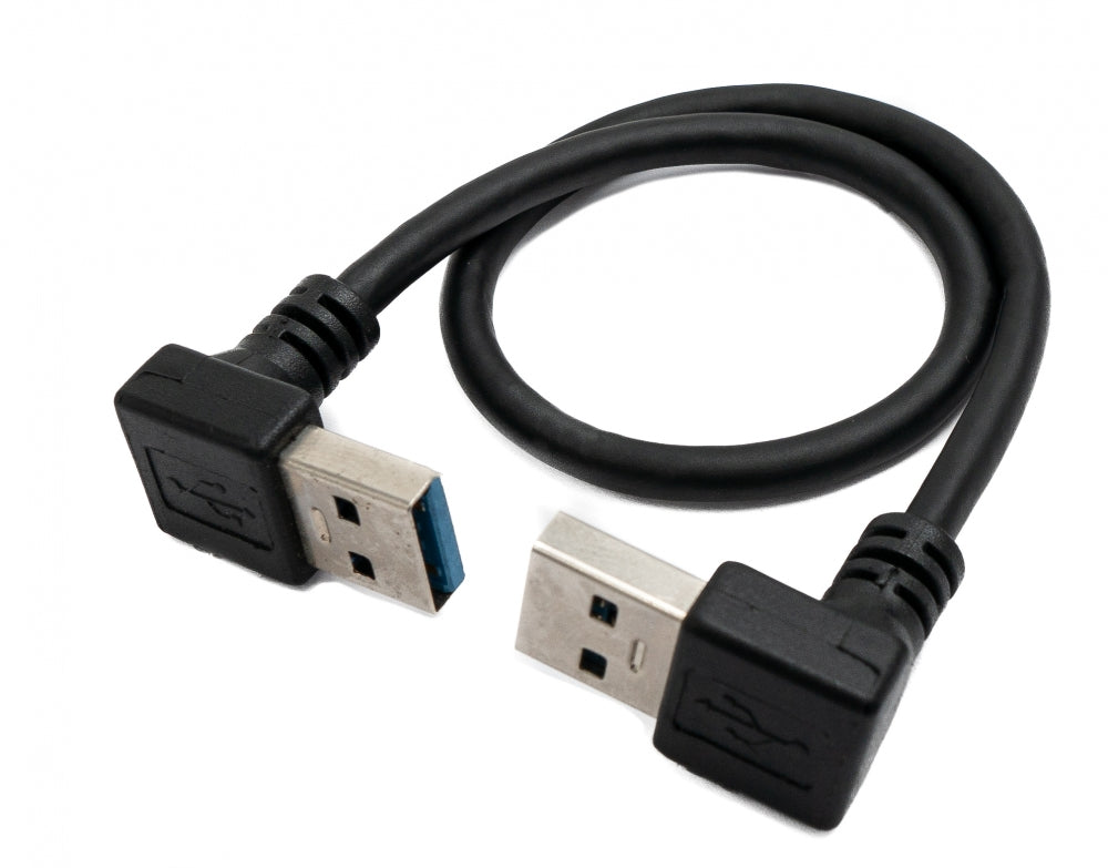 Cable USB 3.0 30 cm tipo A macho a macho acodado en color negro