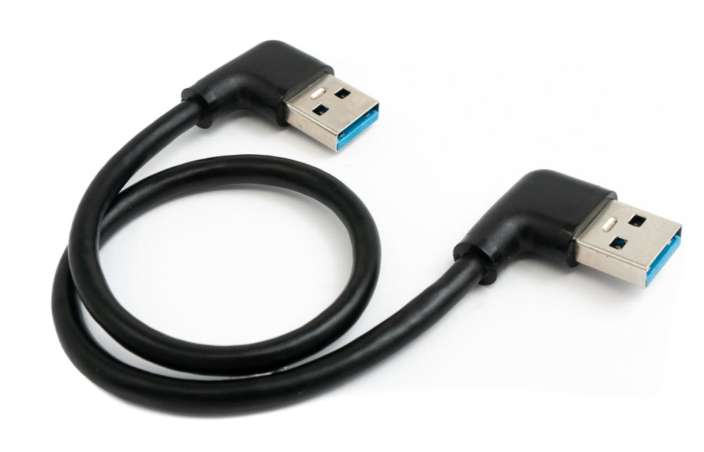 Cable USB 3.0 30 cm tipo A macho a macho acodado en color negro