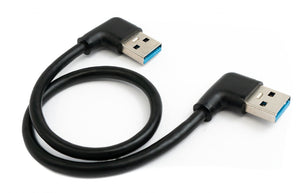 SYSTEM-S USB 3.0 Kabel 30 cm Typ A Stecker zu Stecker Winkel in Schwarz