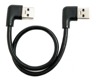 SYSTEM-S USB 3.0 Kabel 30 cm Typ A Stecker zu Stecker Winkel in Schwarz