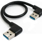 SYSTEM-S USB 3.0 Kabel 30 cm Typ A Stecker zu Stecker rechter Winkel in Schwarz