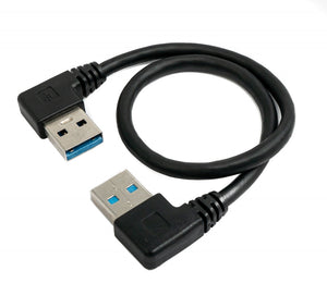 Câble USB 3.0 30 cm type A mâle vers mâle angle en noir