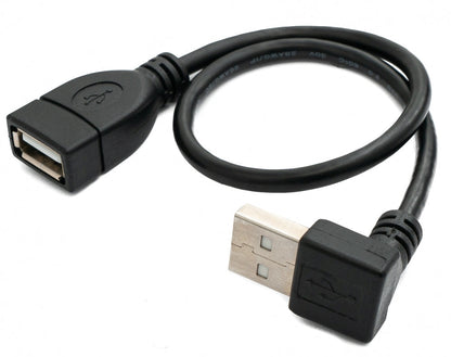 Cable USB 2.0 30 cm tipo A macho a hembra acodado en color negro