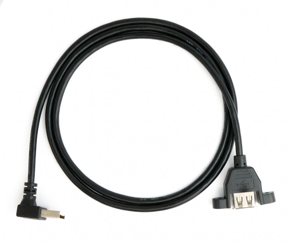 Cable USB 2.0 100cm Tipo A Adaptador Hembra a Macho Ángulo de Tornillo Negro