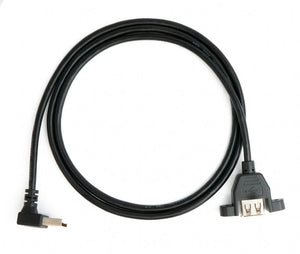 Câble USB 2.0 100cm Type A Adaptateur Femelle vers Mâle Angle de Vis Noir