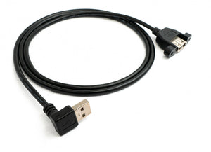 Câble USB 2.0 100cm Type A Adaptateur Femelle vers Mâle Angle de Vis Noir