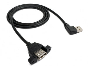 Câble USB 2.0 100cm Type A Adaptateur Femelle vers Mâle Angle de Vis Noir