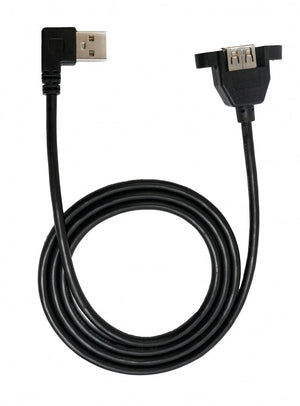 Câble USB 2.0 100cm Type A Adaptateur Femelle vers Mâle Angle de Vis Noir