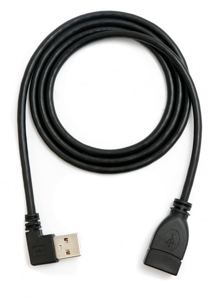 Cable USB 2.0 100 cm tipo A macho a hembra acodado en color negro