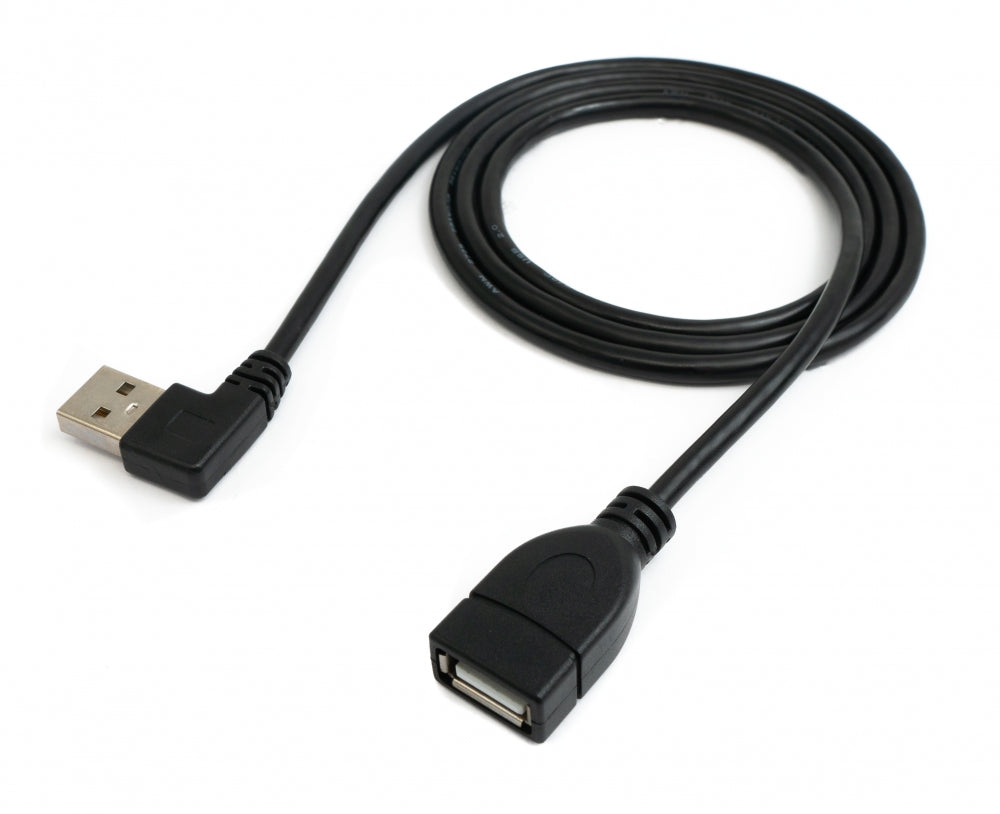 Cable USB 2.0 100 cm tipo A macho a hembra acodado en color negro