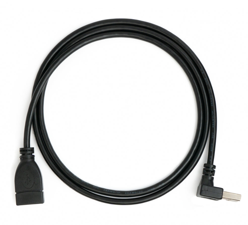 Cable USB 2.0 100 cm tipo A macho a hembra acodado en color negro