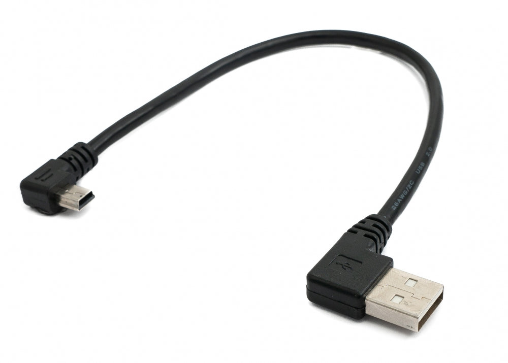 Cable USB 2.0 25 cm tipo A macho a mini USB macho ángulo en negro