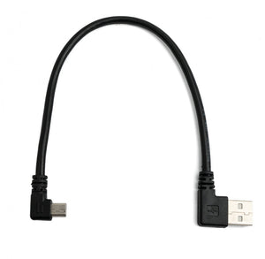 Câble USB 2.0 25 cm type A mâle vers mini USB mâle angle en noir