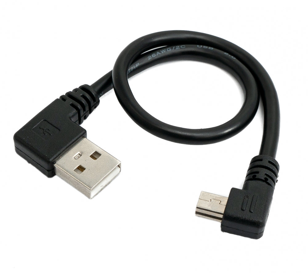 SYSTEM-S USB 2.0 cable 25 cm type A plug to mini USB plug angle in black