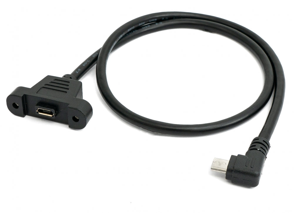 SYSTEM-S USB 2.0 Kabel 30 cm Micro B Buchse zu Stecker Adapter Schraube Winkel Panel Mount