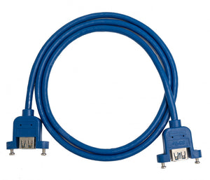 Cable USB 3.0 100 cm tipo A adaptador hembra a hembra tornillo en color azul