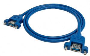 Câble USB 3.0 100 cm type A adaptateur femelle vers femelle à vis bleu