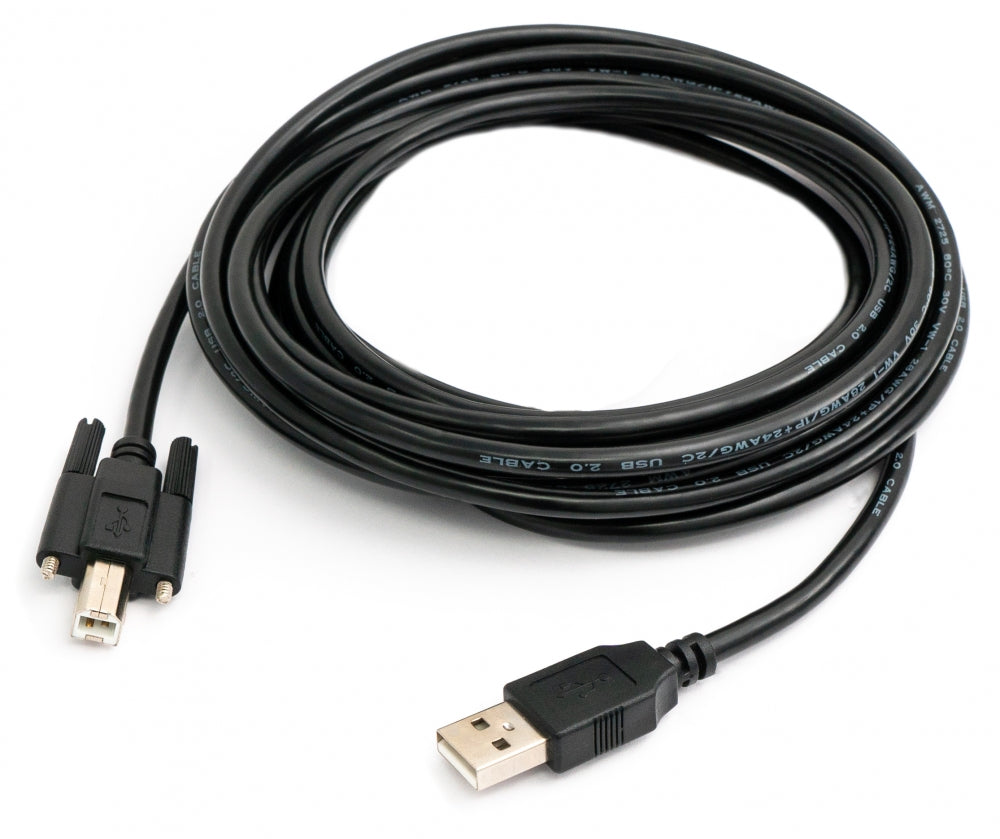 SYSTEM-S USB 2.0 cable 5 m type A male to B male adapter screw in black